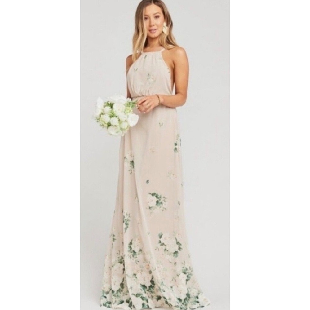 Show Me Your Mumu Floral Maxi Dress Tan Beige XS